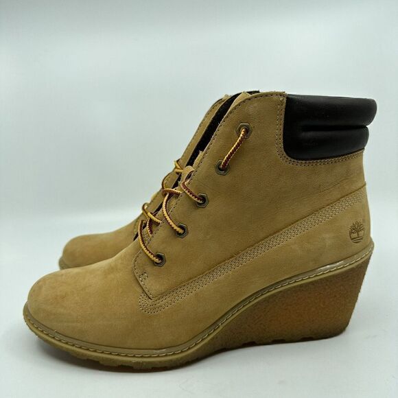 Timberland Earthkeepers Amston Women’s Size 9.5 Brown Wedge Bootie Boots 8251A - Picture 4 of 11